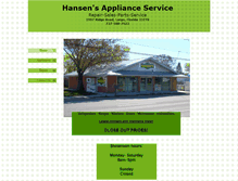 Tablet Screenshot of hansensapplianceservice.com
